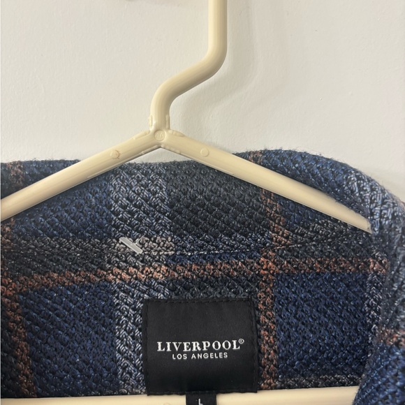 Liverpool Los Angeles Womens Blue Plaid Long Sleeve Shacket - Picture 7 of 7